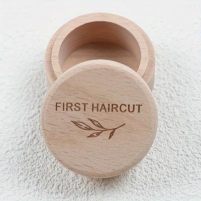 TEMU 1/2pcs Wooden 's First Haircut Keepsake Box - Hair And Teeth Collection Storage - Birth Souvenir Memory Container - Gift And Home Decoration Image