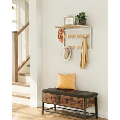 TEMU Vasagle Wall-mounted Coat Rack, Wall Shelf With 10 Removable Hooks, Clothes Rail, Coat Hooks With Shelf, For Entryway, Bedroom, Bathroom Image