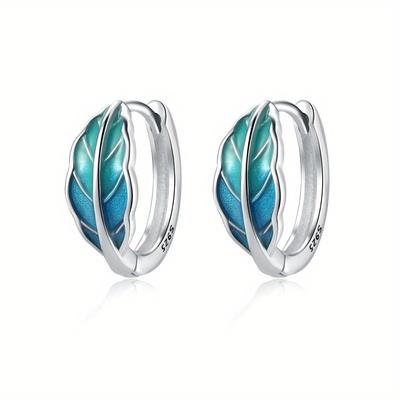 TEMU Cycuff S925 Pure Silvery Anti-allergic Earrings For Women, Featuring A Leaf Design, A Stylish And Light Luxury Look, Ideal For And A Thoughtful Gift For Her On Birthdays Image