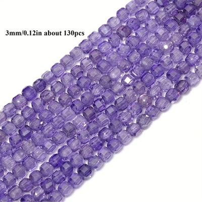 TEMU [130pcs 3mm Colorful Zirconia Cube Beads] Synthetic Cubic Zirconia Rondelle Beads - 3mm Cube Spacer For Jewelry Making, Diy Bracelets, Necklaces, Earrings - 130pcs Multicolor Decorative Zirconia Image