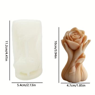 TEMU 1 Piece Of A 3d Handheld Rose Candle Silicone, Easy To Scented Candle, Ideal For Scented Candles, Gypsum Decor, And Home Decor. Image
