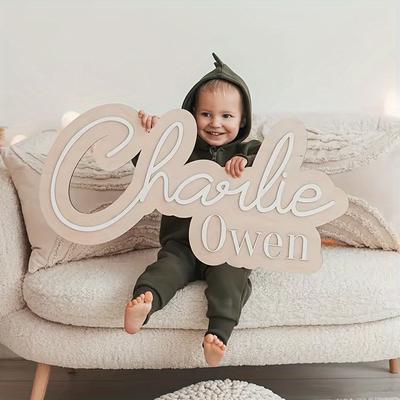 TEMU 2d Flat, Personalized 3d Acrylic & Wooden Nameplate - Custom Font Fairy Tale For Bedroom, Weddings, Nursery Decor - No Electricity Needed, Easy To Hang, Princess Room Decor Image