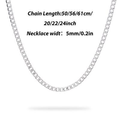 TEMU 925 Pure Silvery Cuban Chain Necklace, Weight 15.5g/18.5g/20.6g, Silvery Content 10g/12.3g/13.4g, Fashionable Minimalist Style, Suitable For , With A High-quality Gift Box Image
