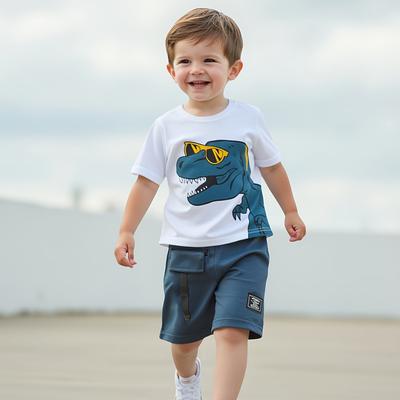 TEMU Summer Glasses Dinosaur Short Sleeved Work Pants Set, Outdoor Image