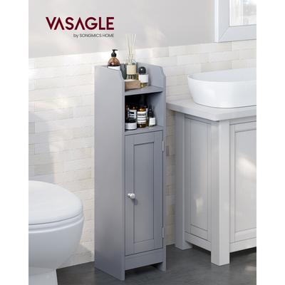 TEMU Vasagle Slim Freestanding Bathroom Storage Cabinet With Door & Adjustable Shelves - Narrow Design For Space-saving, Includes Toilet Paper Holder Image