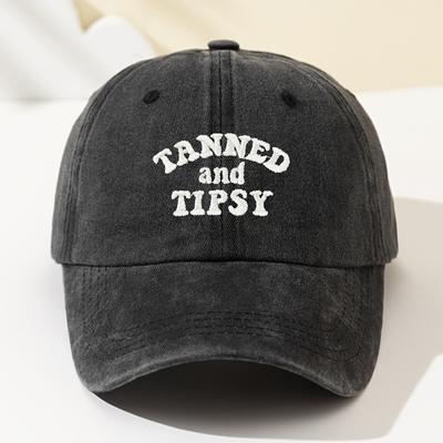 TEMU Men's And Women's Fashion Letter Print Embroidery Washed Baseball Cap, Adjustable Trucker Hat For Outdoor Sports, Camping, Fishing, Running, Hiking - For Family Image