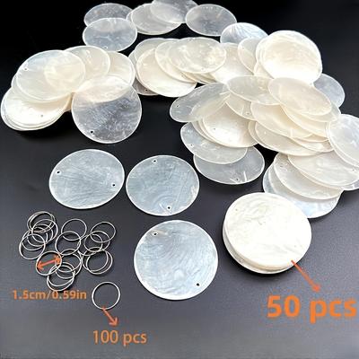 TEMU [2d Flat] 150pcs Shell Discs 50pcs Shells And 100pcs Split Rings, Suitable For Diy Lamps, Wind Chimes, Handicrafts And Home Decoration Accessories Image