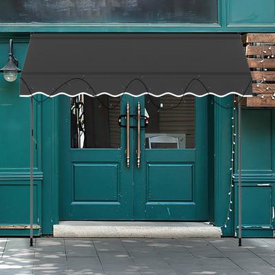 TEMU 300cm Gray Manual Retractable Awning Garden Awning Adjustable Height And Tilt Sunshade For Balcony Terrace Porch Image