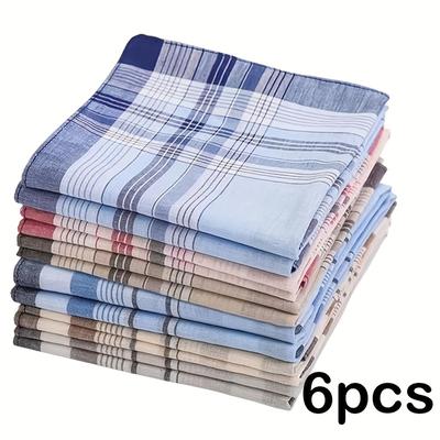 TEMU Stylish 6pcs Men's Handkerchief Set - Classic Random , Soft Absorbent Pocket Square, For Him Image