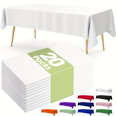 "TEMU 20pcs Disposable Peva Tablecloths, 54"x108" Rectangular Pink For Parties, Picnics, And Camping - Elegant Dining Decor, Picnic Accessories" Image