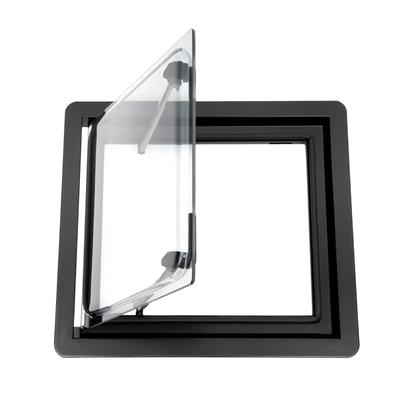 "TEMU 17.7"x19.7" Trailer Hinged Window Vent Hatch - Aluminum Alloy Frame & Acrylic Glazing, Manual Crank Operation, Black/, For Rvs, Campers, Trailers, Travel Trailer Accessories" Image