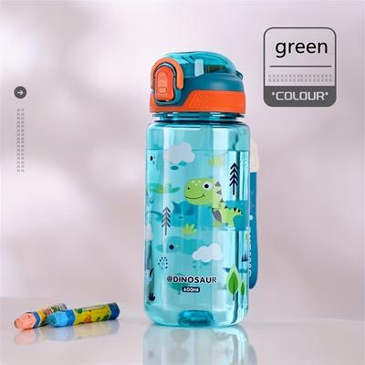 TEMU Cute Cartoon 600ml/20.29oz Clear Plastic Sports Water Bottle With Leak-proof Bounce Cap, Ideal For Outdoor Running And Fitness Image
