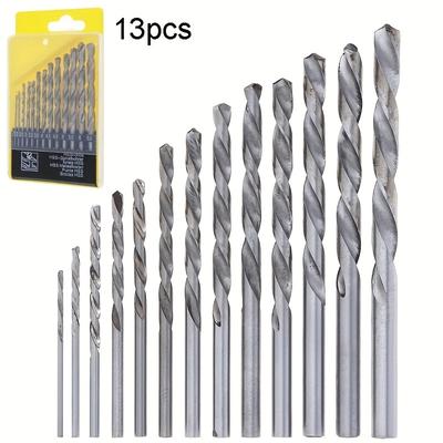 TEMU 13pcs Hss Metal Drill Bits Set - Perfect Professional Masonry Drill Bits Tungsten Carbide Tip Work For Glass, Metal, Brick, Tile, Concrete, Plastic Image