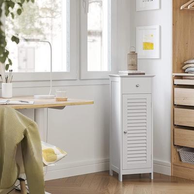 TEMU Bathroom Cabinet Narrow Storage Cabinet Small Cabinet With Drawer Slat Door For Bathroom Living Room Bedroom 30 X 32 X 87 Cm White Image