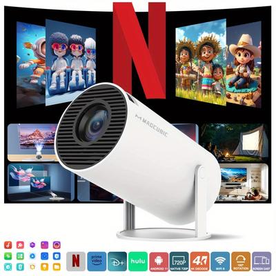 TEMU Magcubic Pro Mini Projector With 11, 4k Video Support, 180° Rotatable, 720p Native Resolution, 260ansi , Auto Keystone Correction & Built-in Speakers For Home Theater, Gaming, Office Image