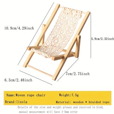 TEMU Miniature Beach Chair Model - Wooden Collectible Display, No , Dollhouse Or Miniature Scene, Beach Theme Decor | Miniature Furniture | Construction, Beach Theme Decor Image