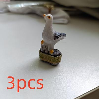 TEMU 3-pack Seaside Miniature Seagull Figurines, Plastic Nautical Bird Ornaments For Beach Castle Fairy Garden Decor, Party Supplies Image