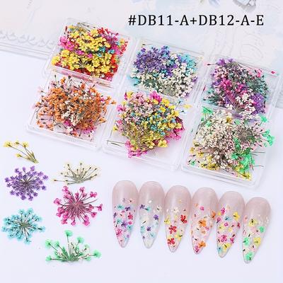 TEMU 6boxes 3d Dried Flower Nail Art Decoration Mixed Color Lace Dried Flowers Decals Diy Manicure Tech Supplies For Nails Image
