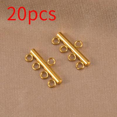 TEMU 20pcs Durable Stainless Steel Multi-hole Pendant Connectors - Basic Lanyard Chains For Diy Necklace, Bracelet, Bead Jewelry Making Supplies - No Power Required Image
