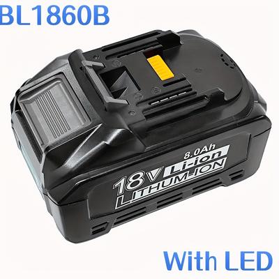 TEMU 2pcs/ 1pc Bl1860b 18v 8000mah Battery For Makita 18v Lithium-ion Battery Compatible With Bl1830 Bl1840 Bl1840b Bl1850 Bl1860 Bl1860b 194204-5 -400 With Led Display Image