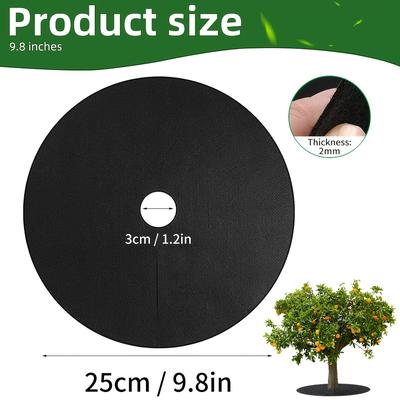 TEMU 25pcs Black Plant Barrier Rounds, Breathable Non-woven Fabric Discs With Pre-drilled Holes For Garden Trees, Potted Plants, And , Moisturizing And Control Solution Image