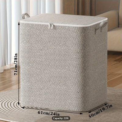TEMU Extra Large Foldable Square Laundry Basket With Lid - 120lb Capacity Heavy-duty Fabric Storage Bin, Multi-functional Clothes & Toy Organizer For Home Organization, Laundry Bags Image