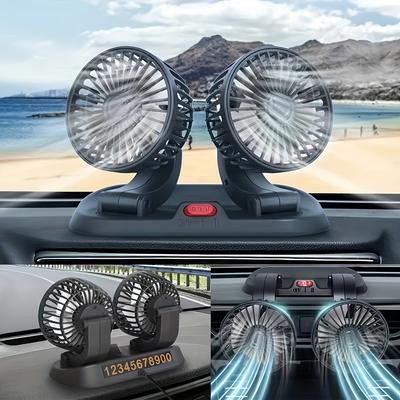 TEMU Dual-head Rotatable 2-speed Adjustable Car Cooling Fan With Usb Charging & 5v Power - Vehicle Fan For Cars, Trucks, Suvs, Truck Cooling Accessory | Modern Vehicle Fan | Versatile Car Fan Image