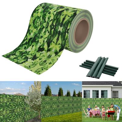 TEMU Premium Pvc Privacy Film & Strips With Fastening Clips Double Rod Mesh Garden Privacy Fence, Opaque Windproof Screen For Patio, Balcony, And Outdoor Spaces Image