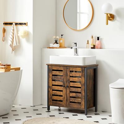TEMU Vasagle Vanity Unit, Bathroom Cabinet, 60 X 30 X 60 Cm, , Storage Cabinet, With 2 Slatted Doors, Adjustable Shelf, Image