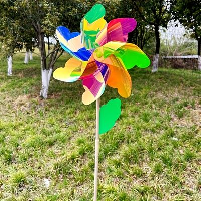 TEMU Large, Vibrant Rainbow Windmill With - Colorful Polyethylene Terephthalate Outdoor Garden Decor For Home, Yard, And Event | Ideal For Weddings, Parties, And Festivals Image
