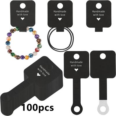 TEMU 100pcs Kraft Display , And Bracelet Packaging, For Shows, Jewelry Making Supplies, Customizable Blank Cutout For Pendants And - Display Stand & Image