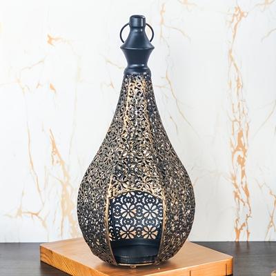 TEMU Elegant Metal Lantern Candle Holder - Decorative Tabletop Lantern For Home, Chinese New Year & Ramadan Celebrations (candles Not Included) Image