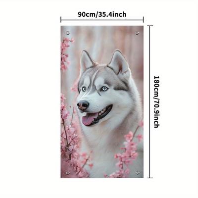 TEMU 2d Door Banner, Polyester Husky Door Banner For Privacy, No Electricity Needed - Ideal For Home & Garden Decor, Parties, And , 35x71 Inches, Door Hanging Decor Image