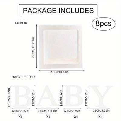TEMU 25/27cm Baby Letters Paper Transparent Box, Decoration , Baby Shower Decoration 1 Year Frist 1 1st Birthday Birthday Party Docor, Gender Reveal Decor Image