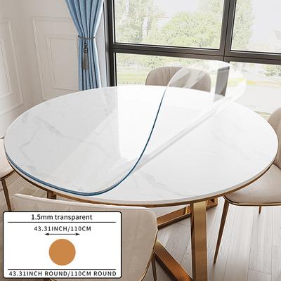TEMU 1pc Thickened Pvc Round Table Mat, Glass Protective Tablecloth For Afternoon Tea, Crystal Board For Dining Table, 1.3mm Real Thickness, Ideal For Living Room And Bedroom, Zichenhom Image