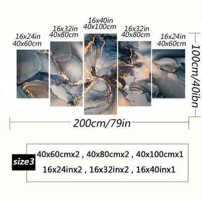TEMU Set Of 5 Canvas Paintings In And Grey, Featuring Abstract Textures For Wall Decoration, Modern Minimalist Prints For Home Aesthetics, Ideal For Living Rooms, Bedrooms, And Holiday Gifts, Image