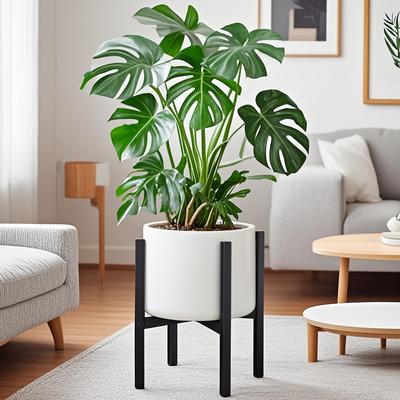 TEMU Adjustable Metal Flower Stand - 23-37cm Width & 15-23cm Height Adjustable Plant Holder, Sturdy Rust-resistant Indoor/outdoor Potted Plant Stand For Home, Office, Balcony Decor Image
