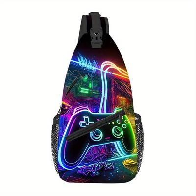 TEMU Colorful Game Controller Full Print Chest Bag Travel Crossbody Bag Image