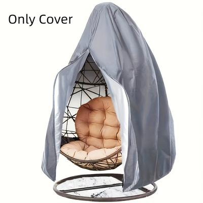 TEMU Gray Egg Chair Cover, Wind Outdoor Wicker Chair Protector With Zipper Closure For Patio Hanging Chairs Image