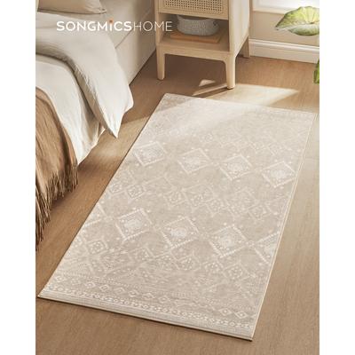 TEMU Rug, 80 X 150cm, Living Room Rug, Non-slip Rug, Short Pile, Fluffy, Decoration, For Living Room, Bedroom, Machine Washable, Boho Style, Cappuccino Beige Image