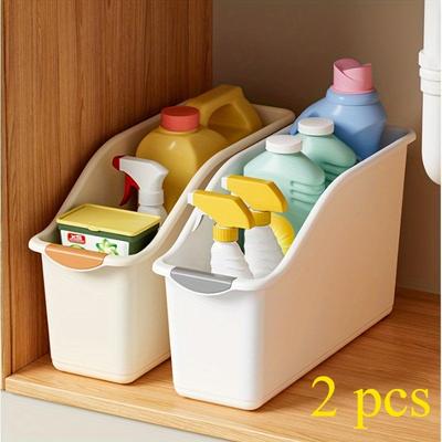 TEMU 2 Plastic Utility Boxes Set, Curved Design For Home Organizing, Ideal For Cleaning Products And Household Necessities, Storage Boxes For Home Organizing, Baskets, Boxes And Containers Image