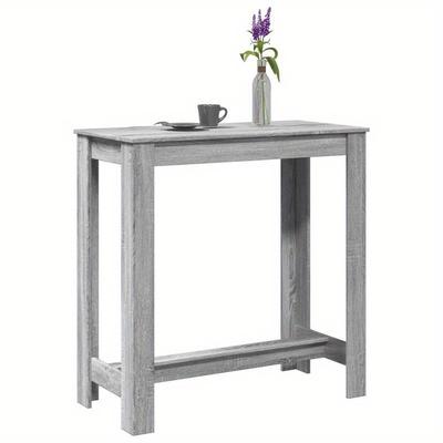 "TEMU Modern Gray Wooden Bar Table - 40"x20"x41" Height, Natural Wood , Versatile Design For Home Or Office Use, Home Bar Table | Modern Table | Wood Table" Image