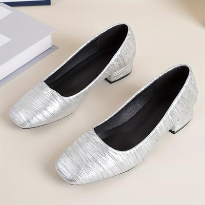 TEMU Square-toed High Heels, Elegant, Featuring A Low Heel Design, Comfortable Thick Sole, Suitable For Party Settings. Image