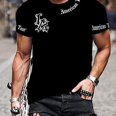 "TEMU Men' Graphic T-shirt - "you're In America" Print, Casual Crew Neck Short Sleeve Tee, Comfortable Casual Attire For Men, Streetwear Fashion | Style | Casualwear, T-shirt Stylish" Image