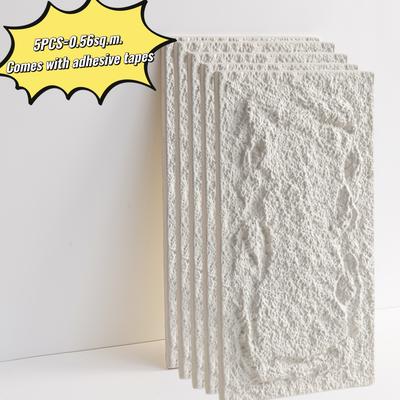 TEMU 5pcs 3d Pu Stone Wall Panels - Textured Waterproof Lightweight Wall Stickers For Indoor & Outdoor, Easy-clean , Options For Modern Home Decor, Trendy | Material, Wall Stickers Home Decor Image
