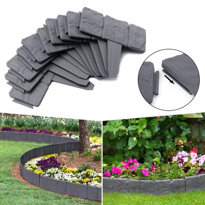 TEMU 10m Lawn Edge Plastic 25x23cm Stone-look Bed Edging From Weatherproof Plastic Mowing Edge Pp Garden Decorative Bed Fences Set (40 Pieces) Image