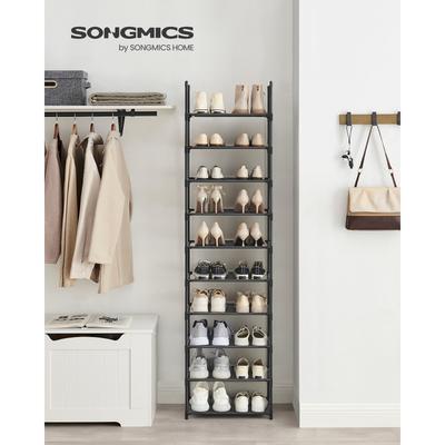 TEMU Songmics Shoe Rack, 10 Tiers, Narrow Shoe Rack, 28 X 45 X 173 Cm, Metal Frame, Non-woven Fabric Shelves, Hallway, Bedroom Image