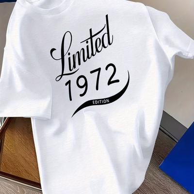 TEMU 1972 Print, Men's Round Crew Neck Short Sleeve Tee, Casual T-shirtcasual Comfy Lightweight Top For Summer Image
