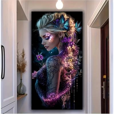 TEMU 5d Diamond Painting Set With Girl Pattern Suitable For Adults Or Beginners Diy Full Diamond Embroidery Painting Sticker Diy Dot Drill Painting Stitch Art Wall Decoration Image