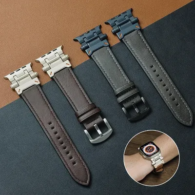 Lederarmband für Apple Watch Ultra 2 Band 49 mm 3 2 1 42 mm Armband für Iwatch Serie 10 46 mm 9 8 7 6 SE 5 44 mm 45 mm Armband Image